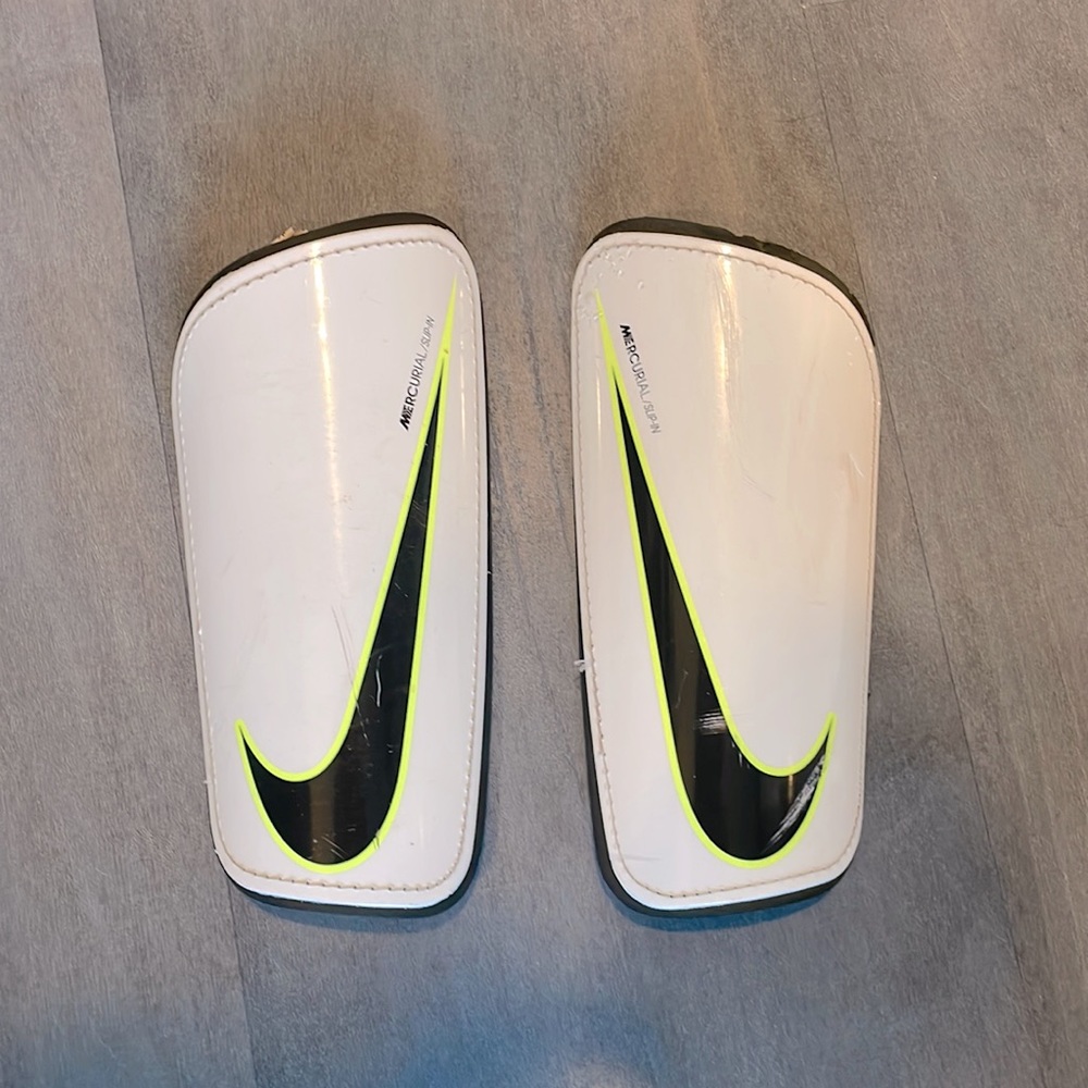 White and Black Nike Shin Guards